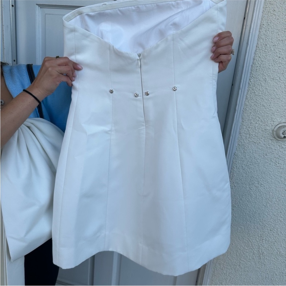 Sachin + Babi White Strapless Mini Dress with Oversized Bow - Picture 6 of 7